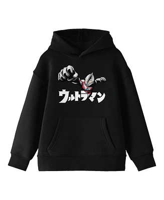 Ultraman Boys with Red Filter and Kanji Logo Youth Black Hoodie-Small