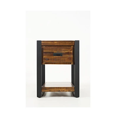 Loftworks Modern Industrial Distressed Acacia Chairside Table with Drawer