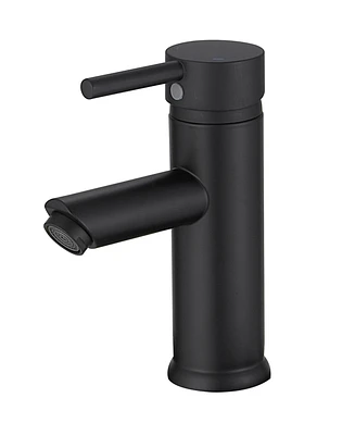 Single Hole Single-Handle Bathroom Faucet With Pop Up Drain in Matte Black