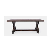 Fairview Transitional Herringbone Distressed Acacia Coffee Table