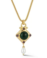 Rachel Zoe Gold Plated Geometric Pendant Necklace with Rounded Snake Chain