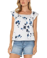 Liverpool Los Angeles Women's Short Sleeve Square Neck Top