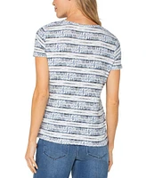 Liverpool Los Angeles Women's Short Sleeve Mitered Knit Top