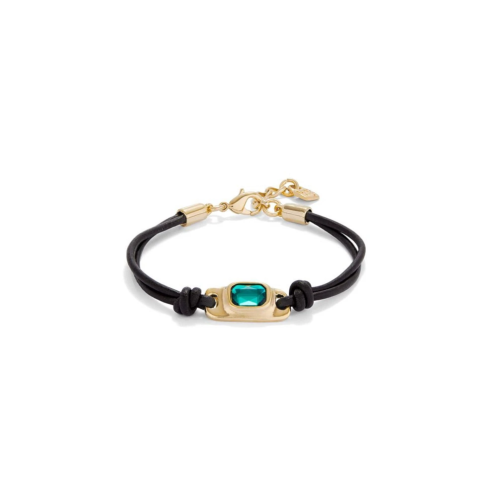 UNOde50 Green Crystal Leather Bracelet