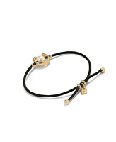UNOde50 Black Thread Cultivated Pearl Leather Bracelet
