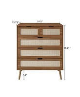 5 Drawer Dresser Modern Closet Dressers Chest of Drawers Storage Cabinet with Drawers Entryway Cabinet for Living Room, Brown