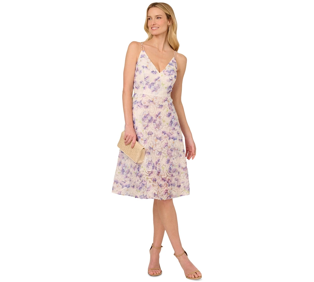 Adrianna Papell Women's Printed Embellished-Strap Dress