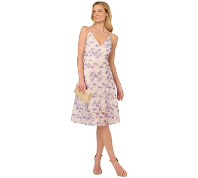 Adrianna Papell Women's Printed Embellished-Strap Dress