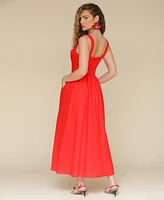 Avec Les Filles Women's Solid Drop-Waist Midi Dress