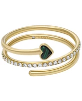 Fossil Modern Meadows Malachite Prestack Heart Ring