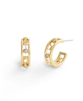 Coach Faux Stone Signature C Open Hoop Earrings