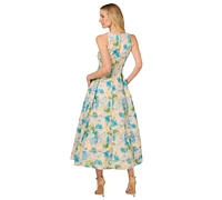 Adrianna Papell Women's Floral Jacquard Ankle Dress
