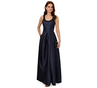 Adrianna Papell Women's Embellished-Neck Sleeveless Gown