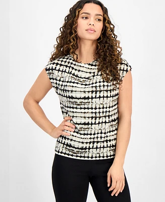 Anne Klein Petite Printed Extended-Shoulder Top