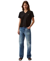 Calvin Klein Jeans Women's V-Neck Embroidered Logo T-Shirt