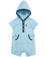 Little Me Baby Boys Breezy Cotton Hooded Romper