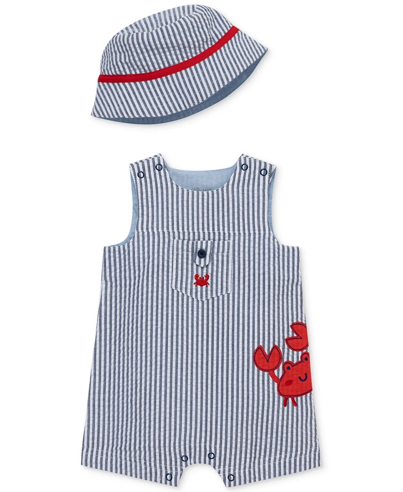 Little Me Baby Boys 2-Pc. Cotton Crab Sunsuit & Bucket Hat Set