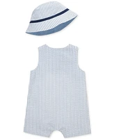Little Me Baby Boys Cotton Sailboat Sunsuit & Hat, 2 Piece Set