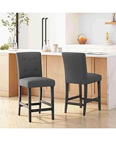 Modern Upholstered 26-Inch Counter Stools with Button Tufted Back, Set of 2-The Pop Home