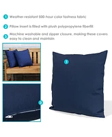 Indoor and Outdoor Decorative Throw Pillows Set of 2 with Zipper Closures Inserts - 17-Inch Square Patio Furniture Accents