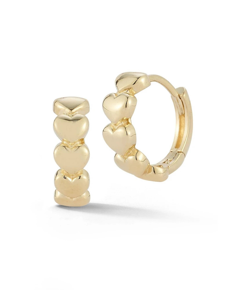 Rachel Zoe Fine Jewelry 14K Gold Puffed Heart Huggie Hoops