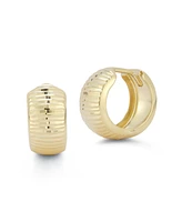 Rachel Zoe Fine Jewelry 14K Gold Bold Diamond Cut Huggie Hoop Earrings