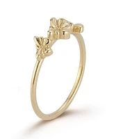 Rachel Zoe Fine Jewelry 14K Gold Etched Triple Butterfly Ring