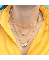 The Lovery Puffy Gold Paperclip Heart Necklace 14K Gold