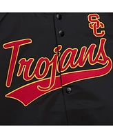 Mitchell & Ness Men's Black Usc Trojans Lightweight Satin Raglan Full-Snap Jacket