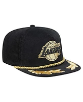 New Era Men's Black Los Angeles Lakers Corduroy Gold Leaf Golfer Snapback Hat