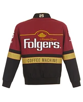 Jh Design Men's Maroon/Black Tim Richmond Folgers Twill Uniform Full-Snap Jacket