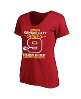 Fanatics Women's Red Kansas City Chiefs Nine-Straight Afc West Division Champions Plus V-Neck T-Shirt