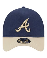 New Era Men's Navy Atlanta Braves Moleskin A-Frame 9FORTY Adjustable Hat