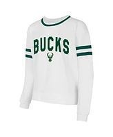 Concepts Sport Women's White Milwaukee Bucks Borough Pullover Sweatshirt