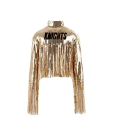 Cuce Women's Gold Vegas Golden Knights Cropped Sequin Fringe Blazer