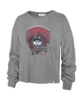 '47 Brand Women's Gray UConn Huskies 2024 Ncaa Men's Basketball National Champions Retro Midi Crop Long Sleeve T-Shirt