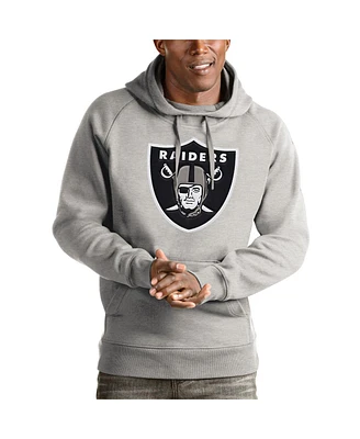 Antigua Men's Heather Gray Las Vegas Raiders Victory Pullover Hoodie