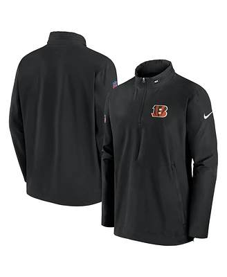 Nike Men's Black Cincinnati Bengals 2023 Sideline Coach Half-Zip Hoodie Jacket