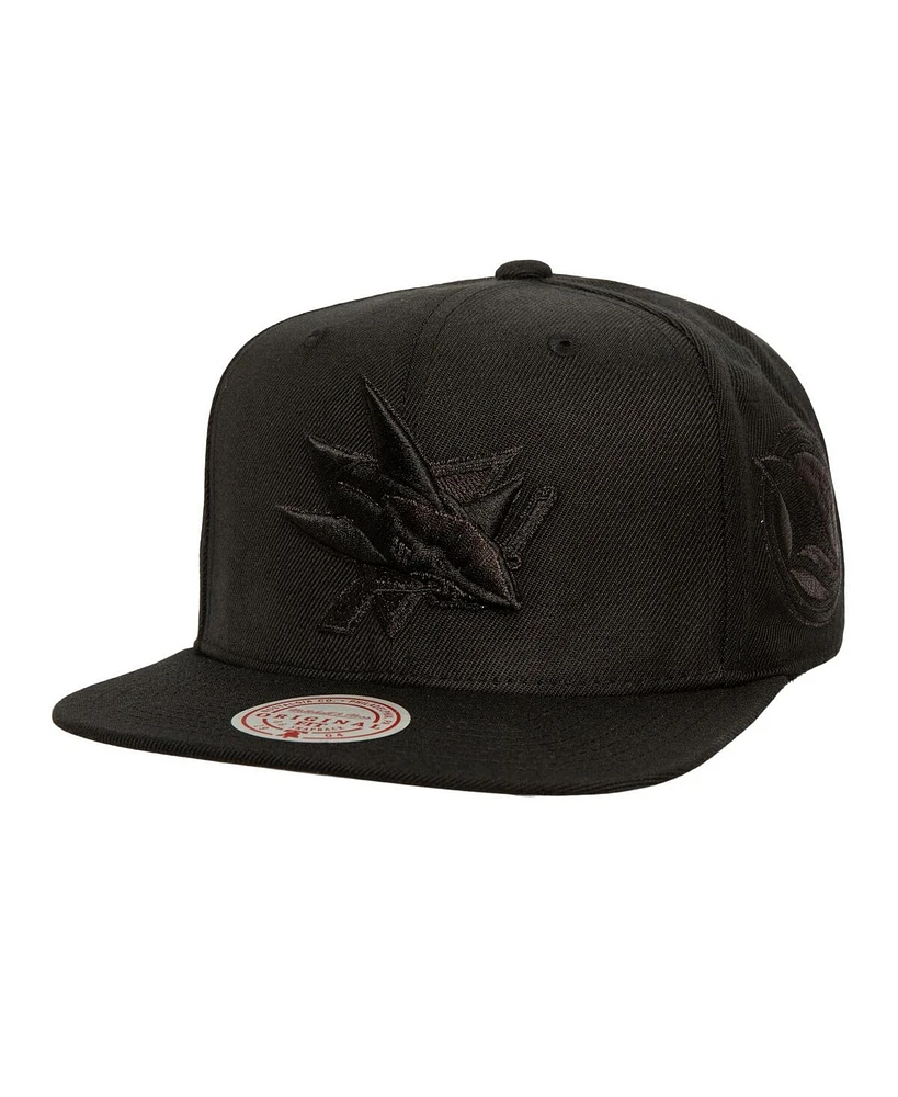 Mitchell & Ness Men's Black San Jose Sharks Soul Strike Tonal Snapback Hat