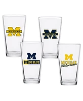 Indigo Falls Michigan Wolverines 16oz. Collector Pint Glass, Set of 4