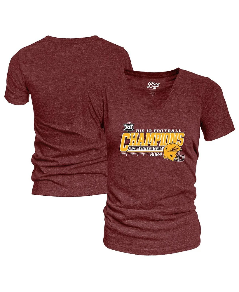 Blue 84 Women's Maroon Arizona State Sun Devils 2024 Big 12 Football Conference Champions Locker Room V-Neck T-Shirt