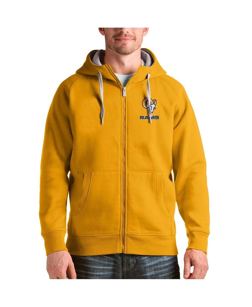 Antigua Men's Gold Los Angeles Rams Victory Full-Zip Hoodie