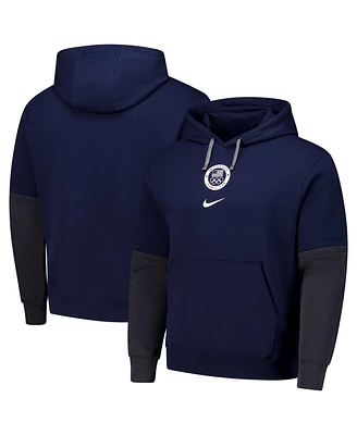 Nike Men's Navy Team Usa Club Color Block Pullover Hoodie