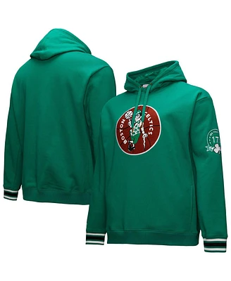 Mitchell & Ness Men's Kelly Green Boston Celtics Chainstitch Applique Vintage Heavyweight Pullover Hoodie