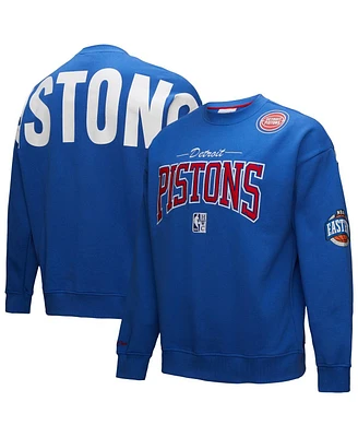 Mitchell & Ness Men's Blue Detroit Pistons Hardwood Classics There Back 2.0 Vintage Pullover Sweatshirt