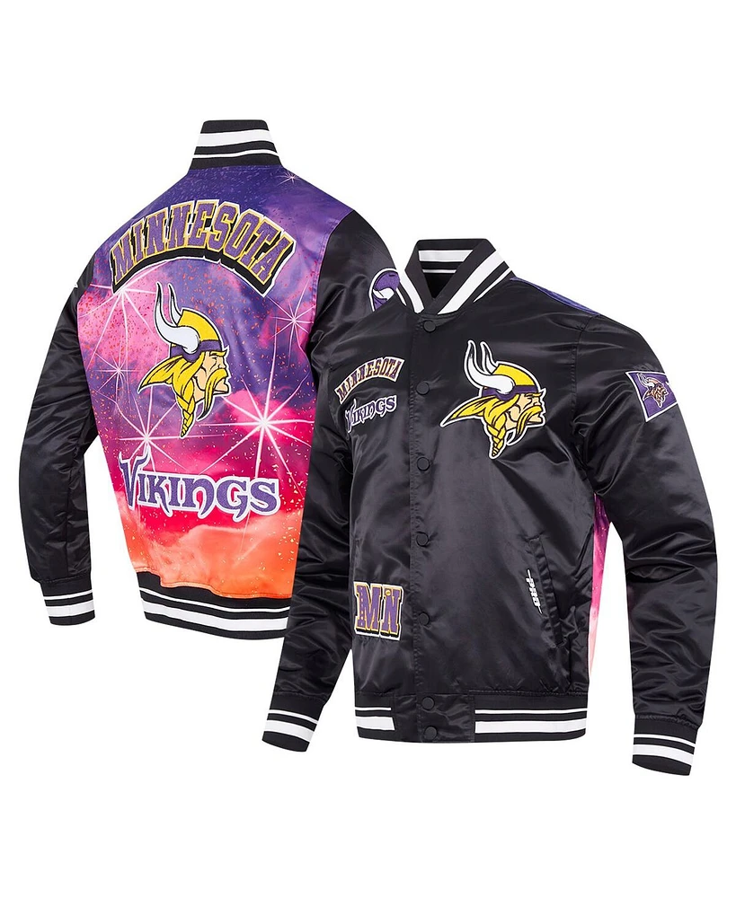 Pro Standard Men's Black Minnesota Vikings Sublimated Satin Full-Snap Jacket