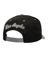 Mitchell & Ness Men's Black/Silver Los Angeles Kings Backside Script Two-Tone Pro Crown Adjustable Hat