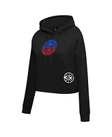 Pro Standard Women's Black Detroit Pistons Jewels Cropped Pullover Hoodie