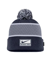 Nike Men's Navy Byu Cougars 2024 Sideline Peak Cuffed Knit Hat with Pom