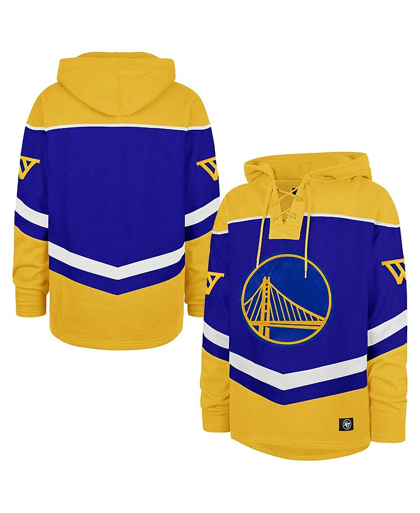 '47 Brand Men's Royal Golden State Warriors Oversized Tri-Satin Layup Lacer Pullover Hoodie